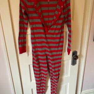 Christmas pajamas Striped Red and Gray One Piece